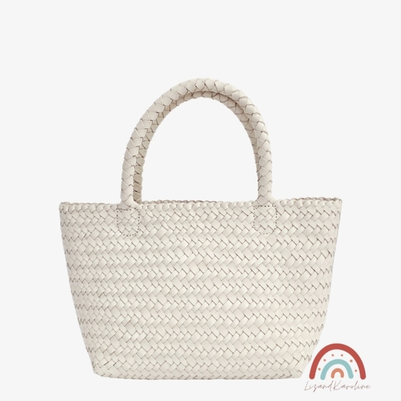 New! Madewell Handwoven Mini Tote Woven Leather Bag in Alabaster - Picture 3 of 16